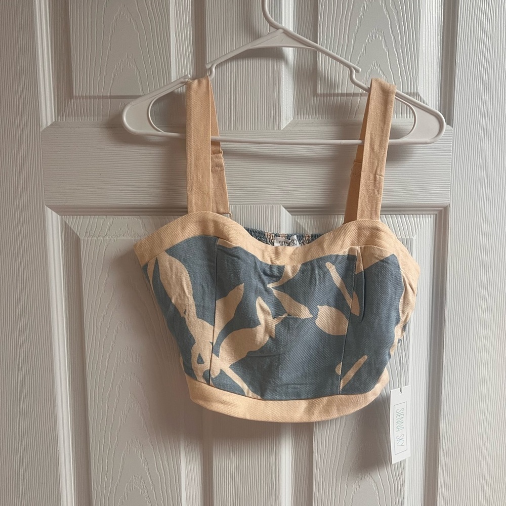 Sienna Sky Blue and Beige Patterned Top